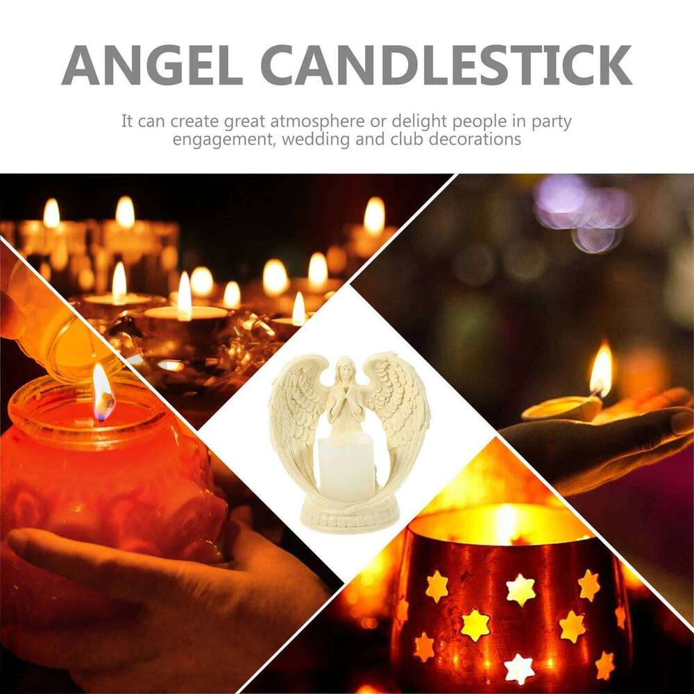 1pc Electronic Candlestick Shape Premium Resin Table Decoration Wedding Party Home Office Mall Decor Angel With Y260131