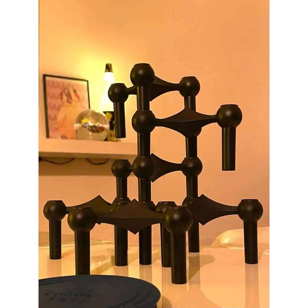 Metal Candle Holder Nordic Molecular Structure Silver Candlestick Centerpiece Living Room Decoration Gift Home Decore Candelabra Y260131