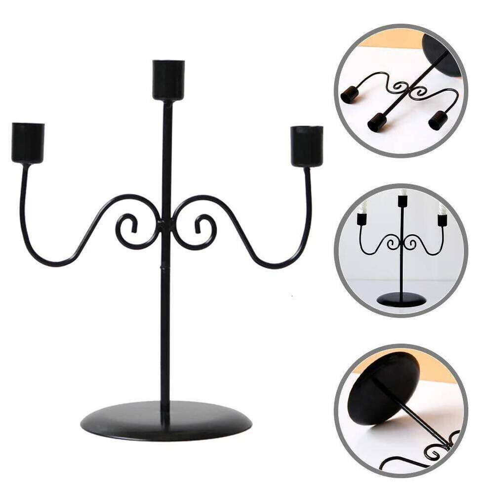 Desktop Metal Candelabrum 3-Arms Design European Style Stand For Home Decor Tabletop Ornament Iron Vintage Y260131