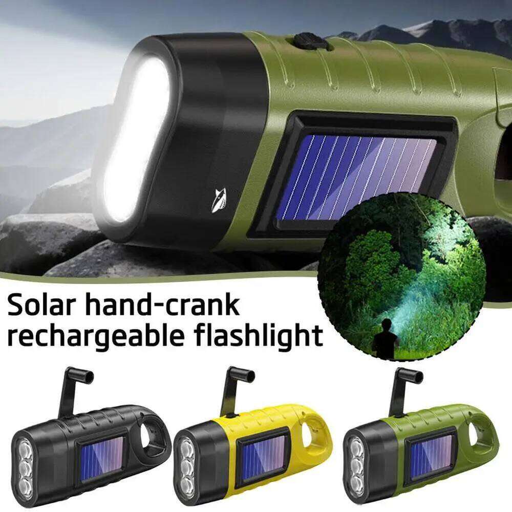 Solar Power LED Flashlight Portable Tent Light Hand Crank Dynamo Torch Lantern For Outdoor Camping Mountaineering H260131