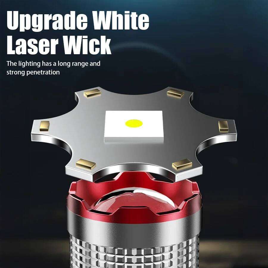 Rechargeable Zoom Flashlight White Laser 5 Modes Power Bank Portable Work Light Outdoor Camping Emergency Lighting H260131