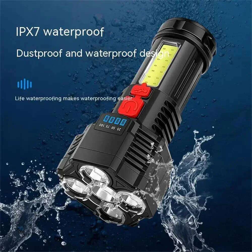 High Power Led Flashlights Rechargeable Spotlight with Side COB 3 Modes for Camping Adventure Outdoor Lighting H260131