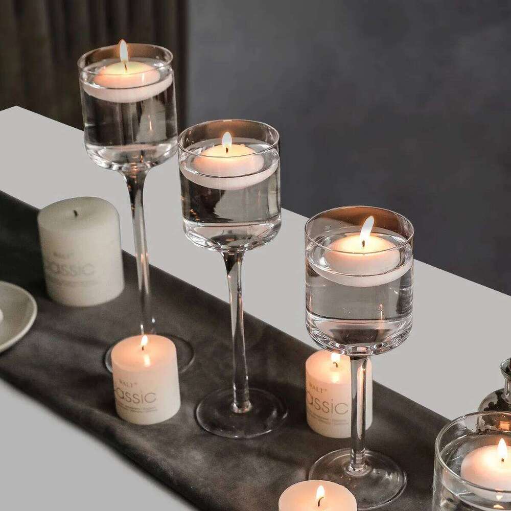 3PCS/SET Long Clear Glass Candle Stick Holder Table Decor Transparent Candelabra for Home Party Decorative Accessories Y260131