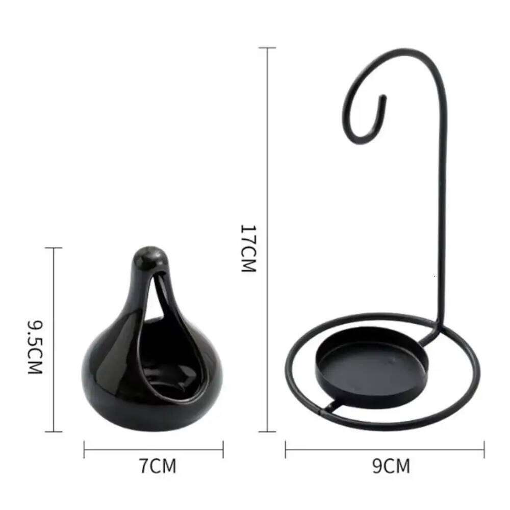 Portable Hanging Scented Oil Lamp Black Ceramic Candle Holder Aromatherapy Burner Bedroom Fragrance Item Home Decor Y260131