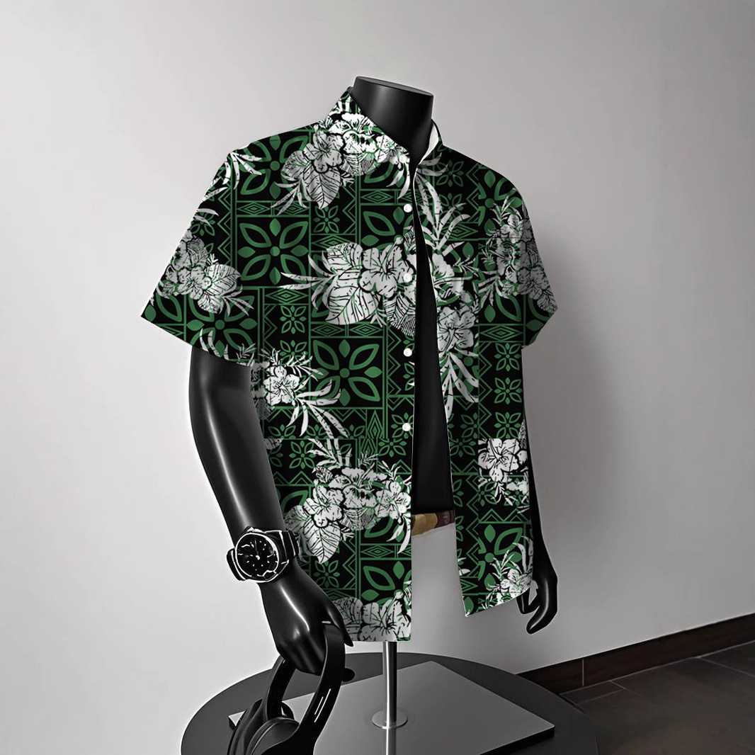 Hawaiian American Short Sleeve Floral Shirt Men's Summer Casual Beach Men's Shirt