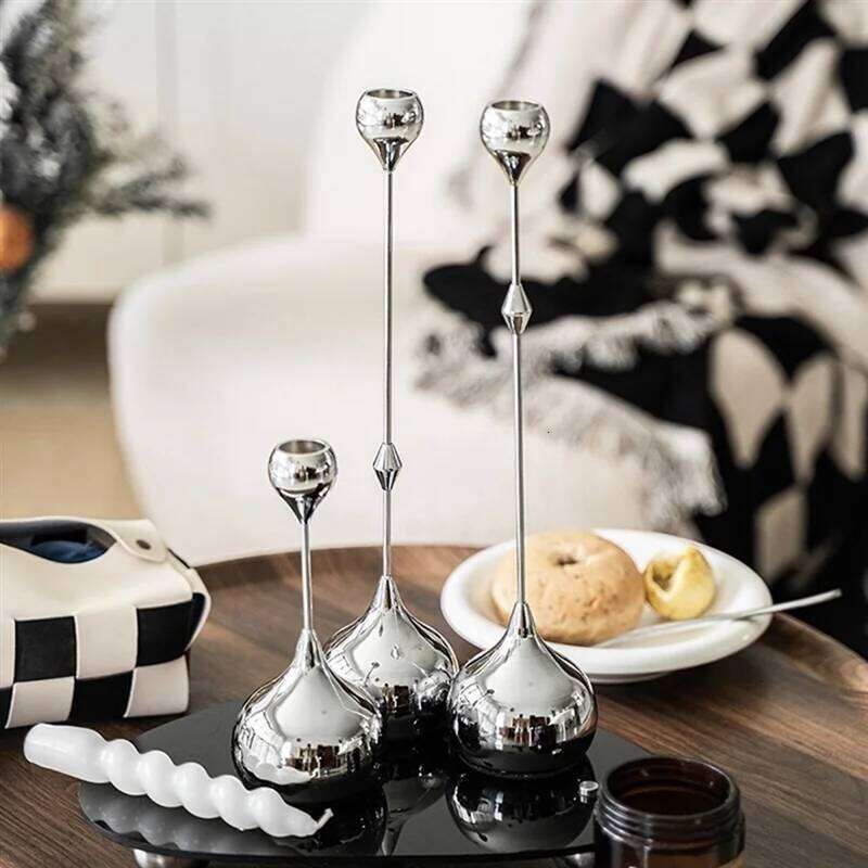 A69ecandle Holder Silver Metal Candlestick Romantic Art Table Decoration For Home Dining,Wedding Photography Props Y260131