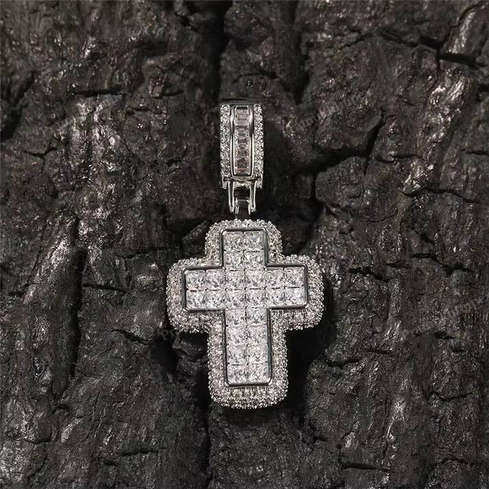 Custom Handmade Moissanite Cross Pendant Iced Out S925 Silver Men Hip Hop Pendant Ascher Cross Design Pendant at Wholesale Price