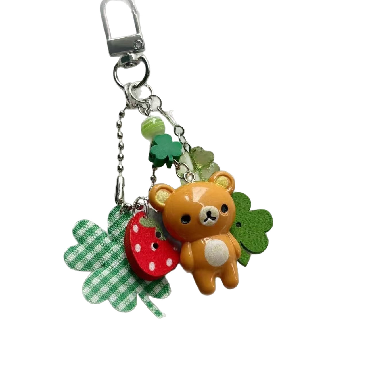 Free shipping Handmade beaded clover key chain retro bag charm cute and easy bear bag hanging