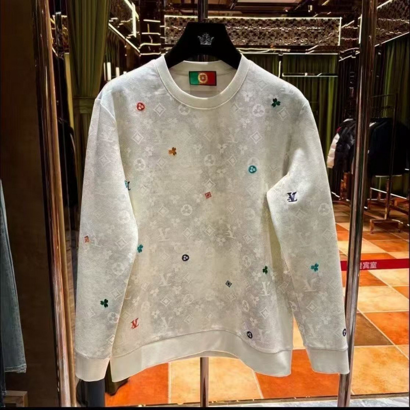 2026 Men's Luxury Tie-Dye Sweatshirt, Distressed Wash & Letter Embroidery Crewneck, Premium Long Sleeve Pullover