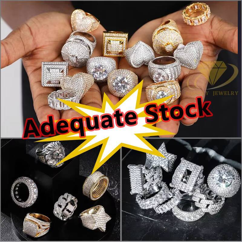 Fashion Hip Hop Ring 3D Moissanite Lightning Bolt Ring 925 Sterling Silver 10k 14k 18k Gold Moissanite Diamond Ring for Men