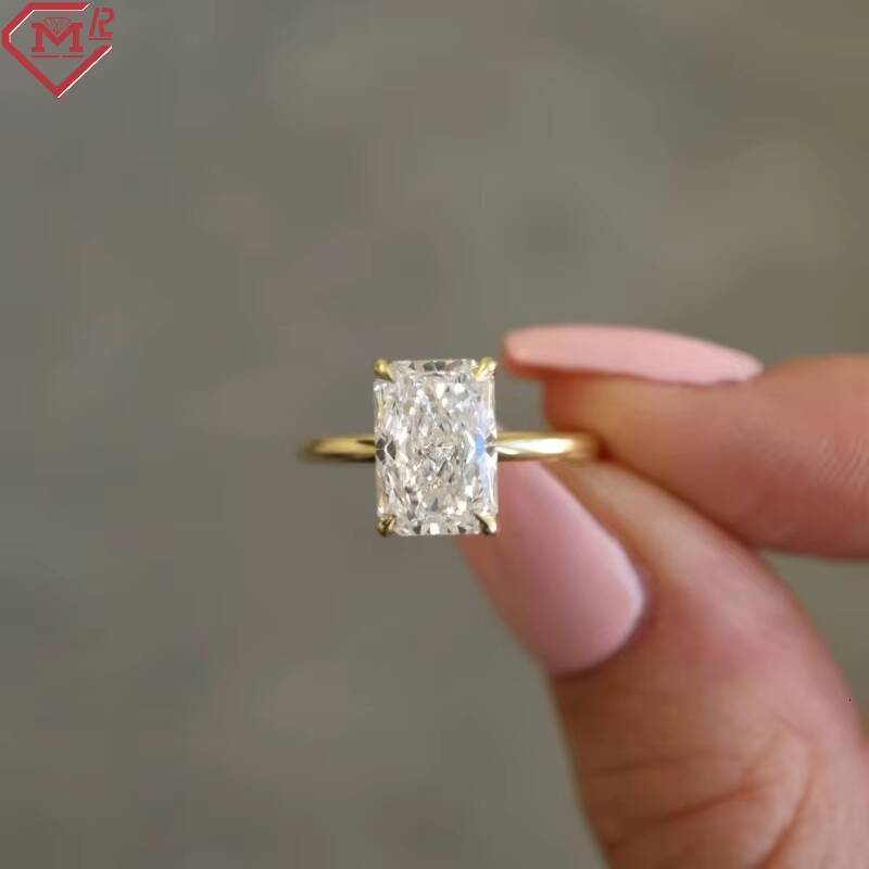 Classic Women Lab Grown Diamond Ring Engagement Radiant F-VS1 305ct 14k Gold Diamond Rings