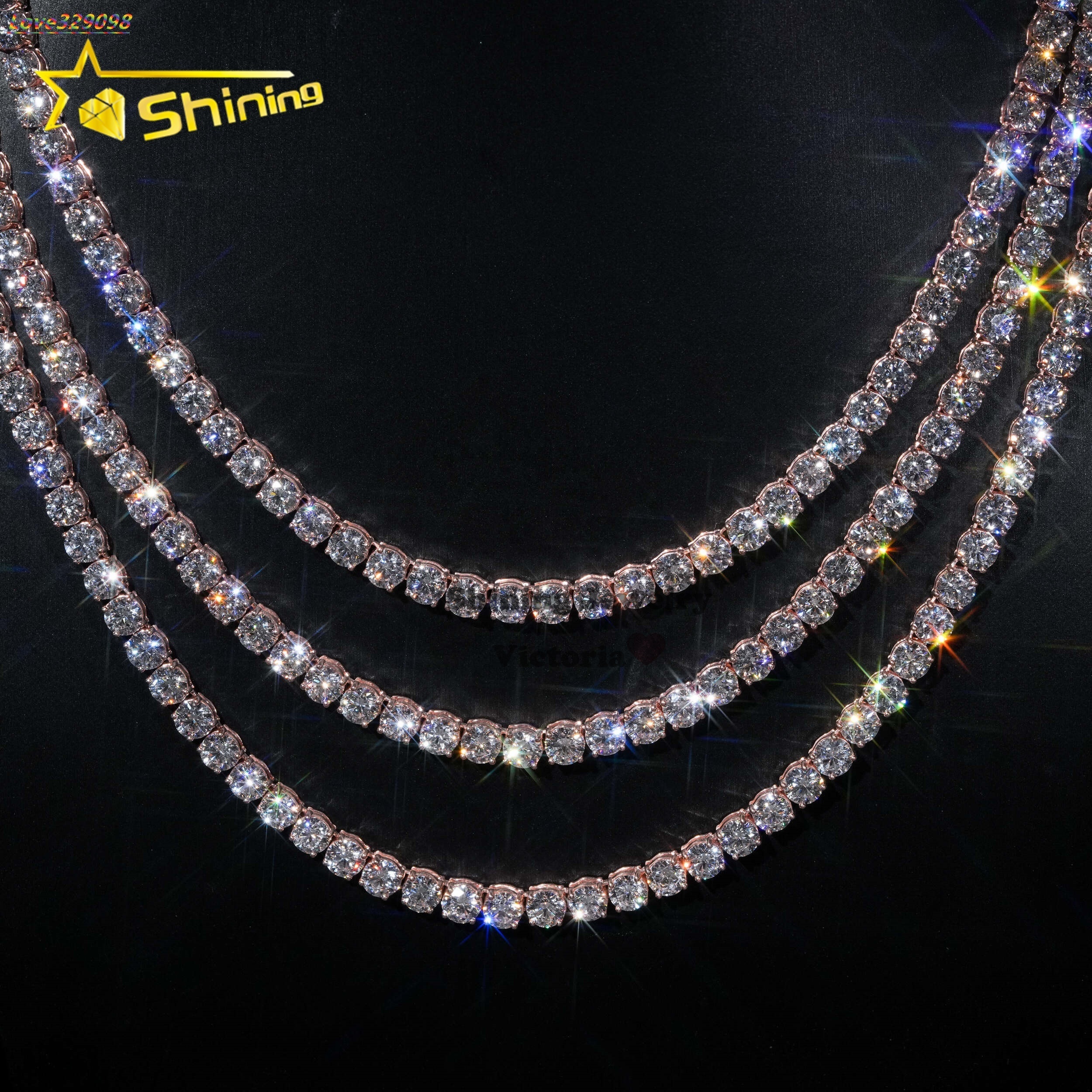 Custom Iced Out Diamond Hip Hop Jewelry Tennis Chain 5MM Real Soild Gold Lab Grown Diamond Tennis Necklace