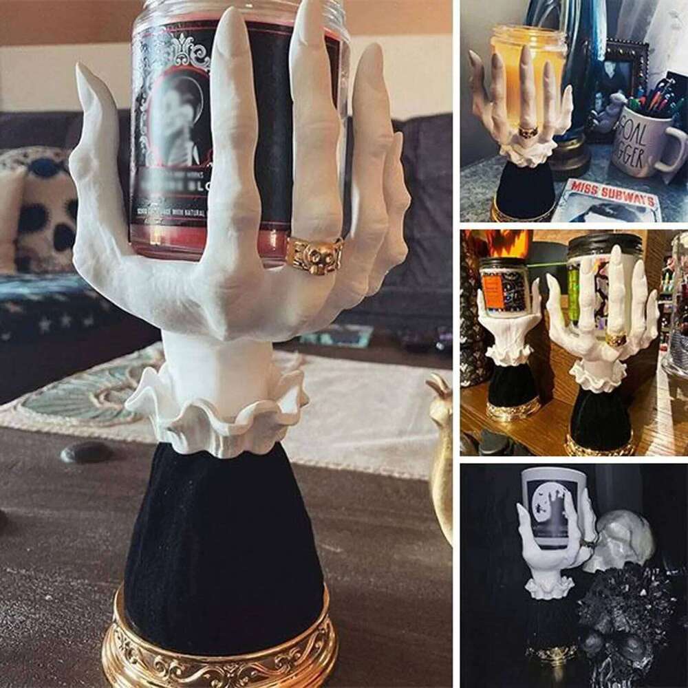 Witch Hand Candlestick Palm Candle Holder Gothic Decor Snack Bowl Stand Resin Ornament Halloween Decorations For Home Y260131