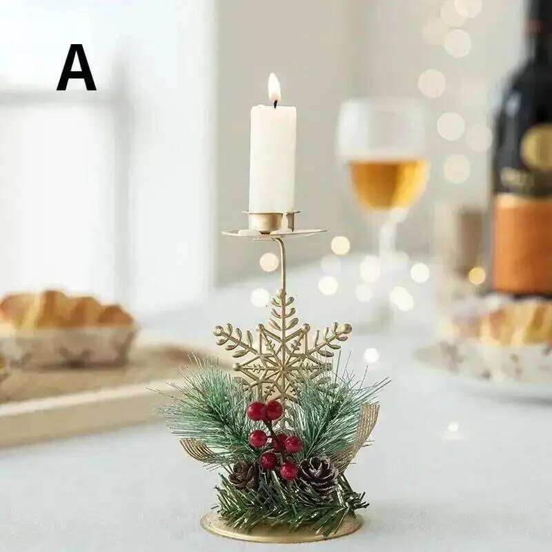Golden Wrought Iron Simulated Pine Cone Holder Christmas Window Display Decor Candle Tray Y260131