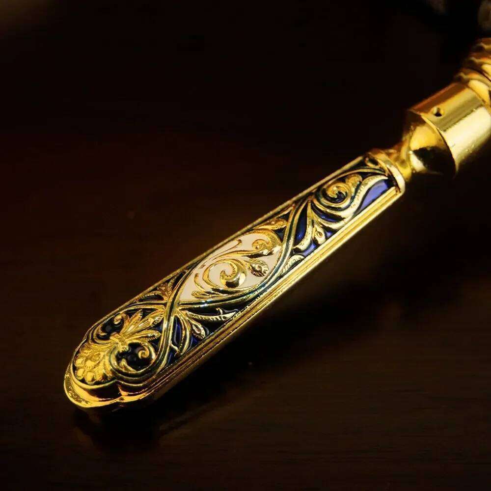 New Ornate Gold Plated Orthodox Christian Handheld Holder Liturgical Church Candle Stand with Intricate Carvings Box Gift Y260131