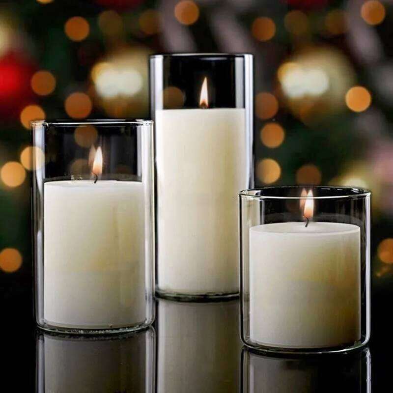 Simple Cup Holder Transparent European Candlestick Empty Cups Candles Glass Light Jar Wedding Restaurant Candle Container Y260131