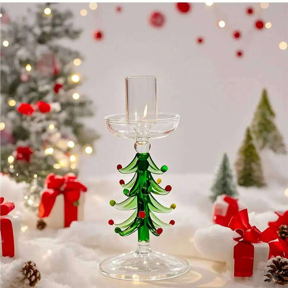 Nordic Christmas Trees Stick Holder Tabletop Glass Borosilicate Candle Holders for Party Birthday Home Decor Y260131