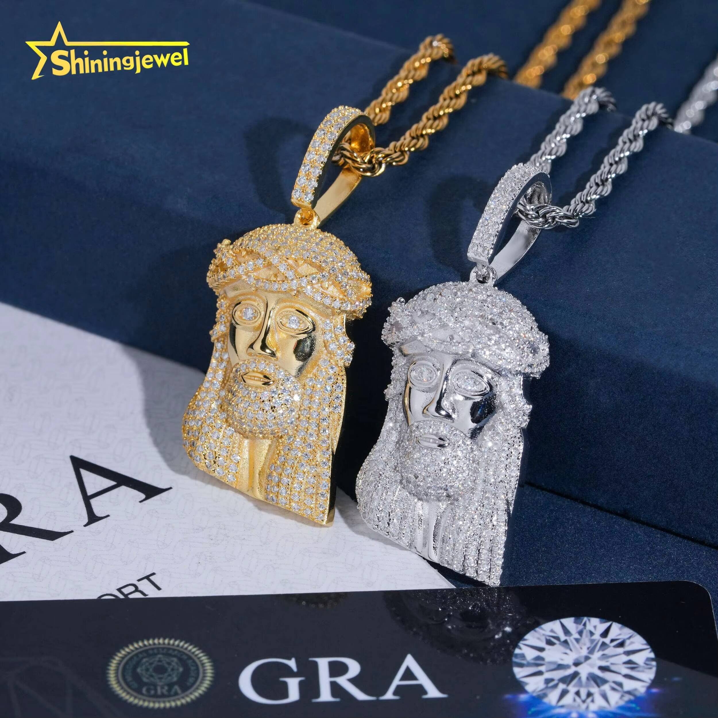 Classic Design 925 Sterling Silver Pendant Fully Iced Out Religious Jesus Pendant Custom Made Moissanite Hip Hop Jesus Pendant
