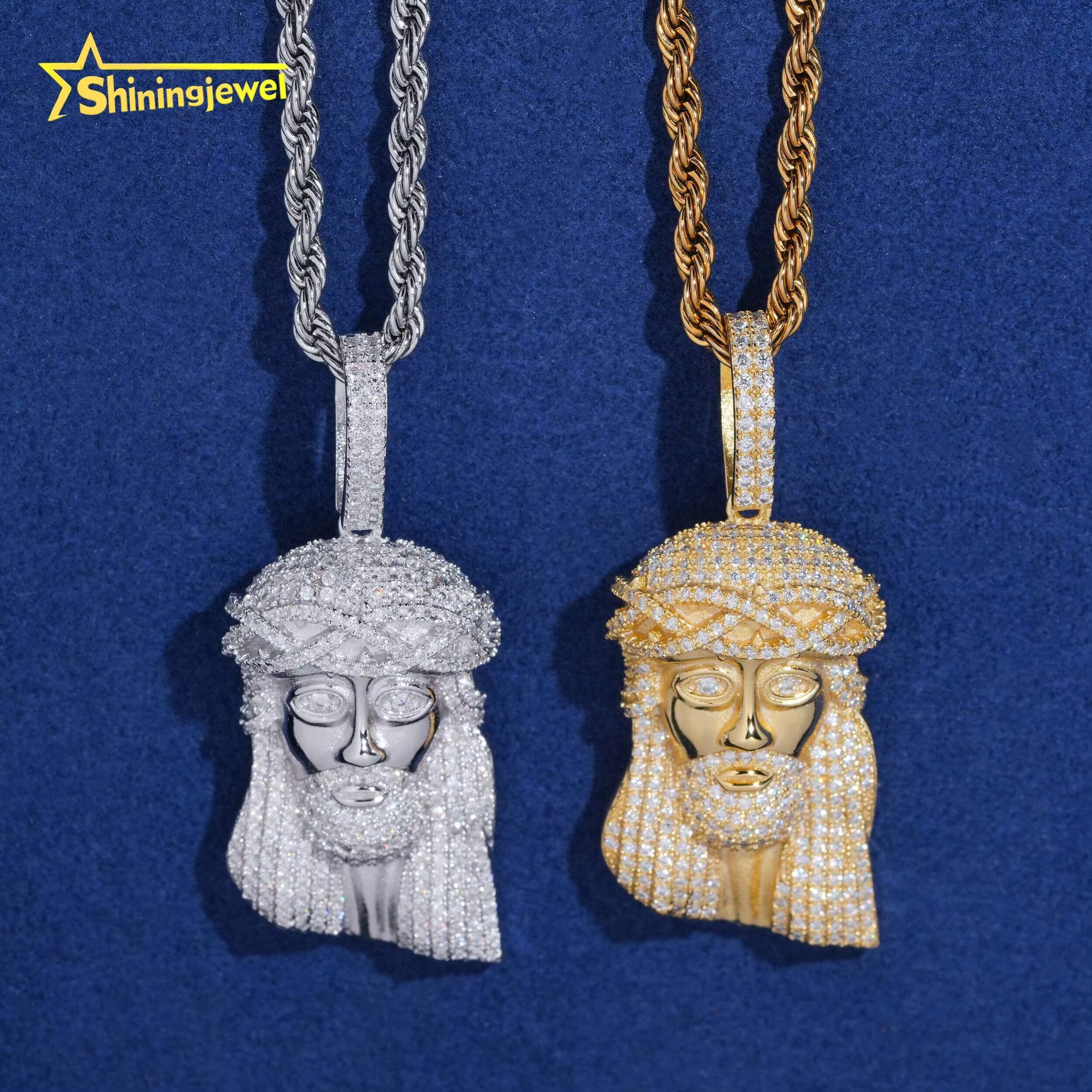 Classic Design 925 Sterling Silver Pendant Fully Iced Out Religious Jesus Pendant Custom Made Moissanite Hip Hop Jesus Pendant