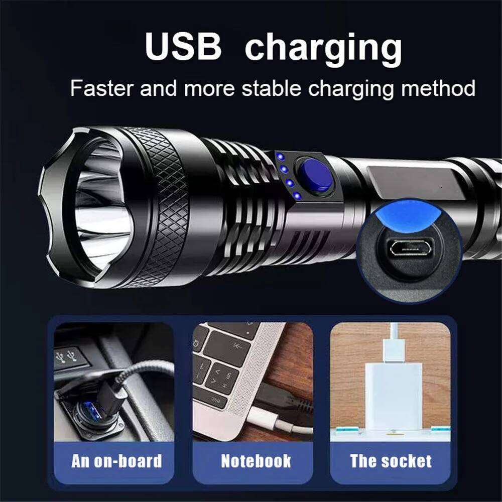 USB 300 Minute Chargeable Flashlight Strong Light 3 Modes Hand Lamp 18650 Battery Torch Waterproof Camping Hiking Night Patrol H260131