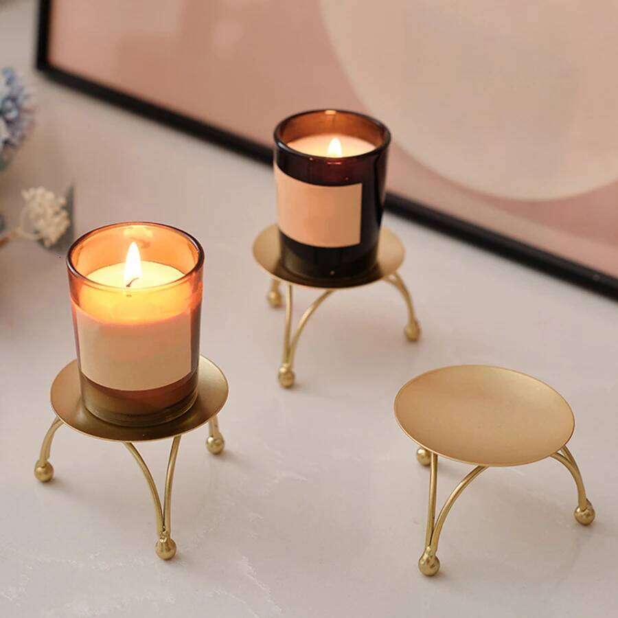 2 Colors Available 7x4cm Metal Candle Holder Atmosphere Making Accessories Round Candlestick Wedding Ornament Home Decoration Y260131