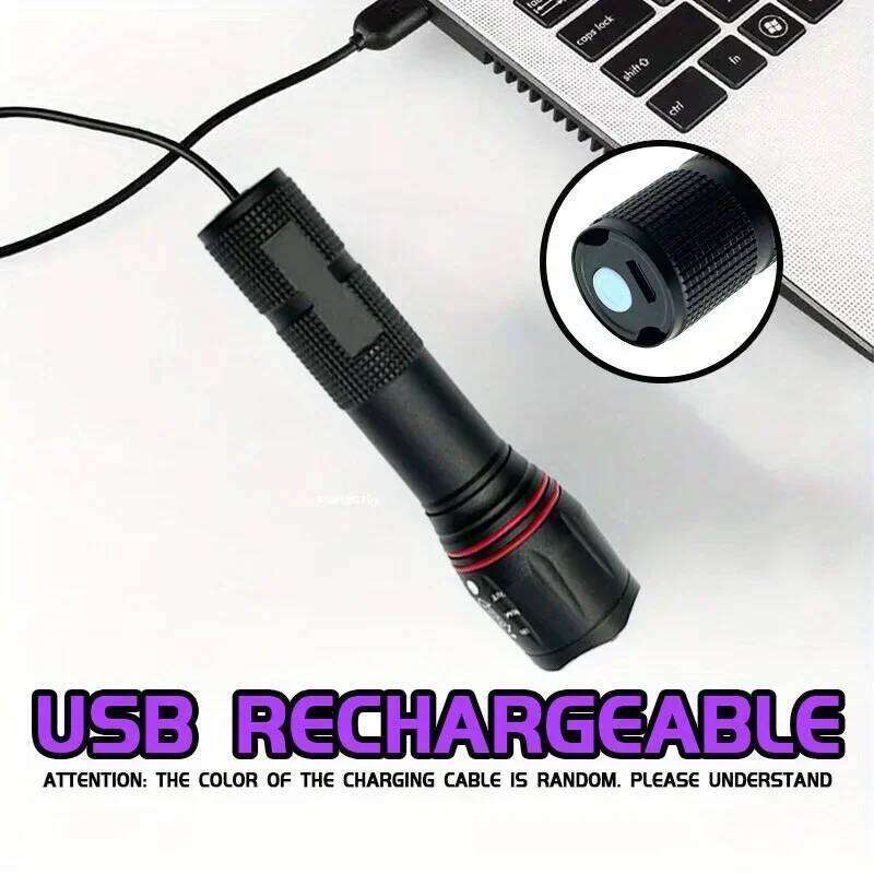 395nm LED UV Flashlight Rechargeable Zoomable Torch Light for Pet Urine Stain Tools Lantern Money Fluorescer Detector H260131