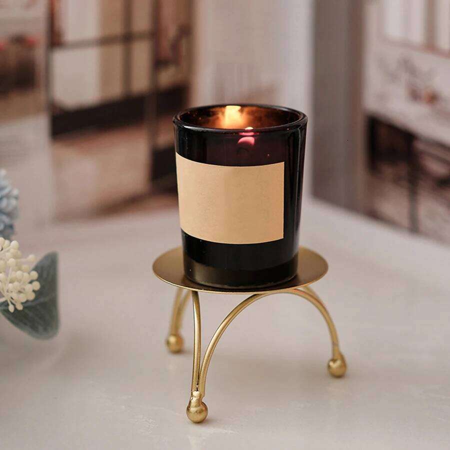 2 Colors Available 7x4cm Metal Candle Holder Atmosphere Making Accessories Round Candlestick Wedding Ornament Home Decoration Y260131