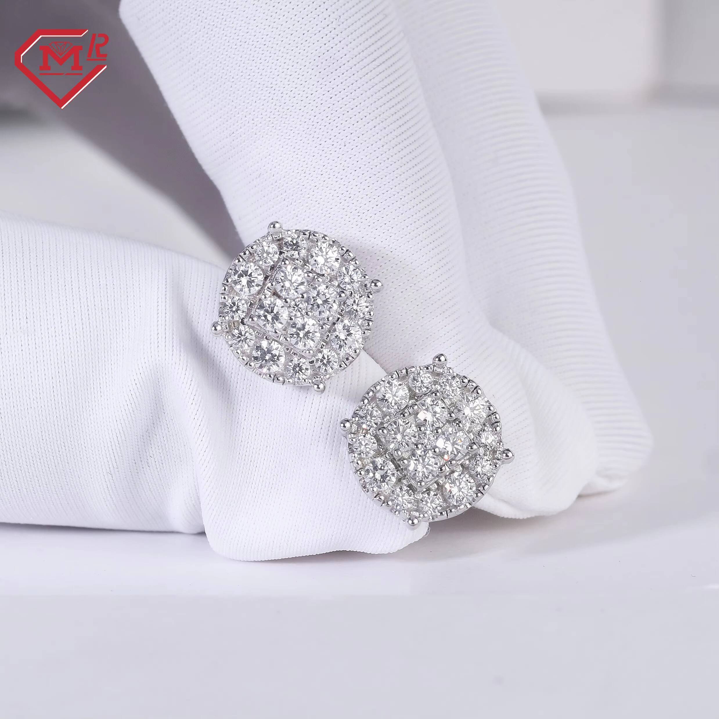 Igi Certificated Wedding Earrings Classic Cluster 925 Silver Vvs1 Lab Grown Diamond Earrings