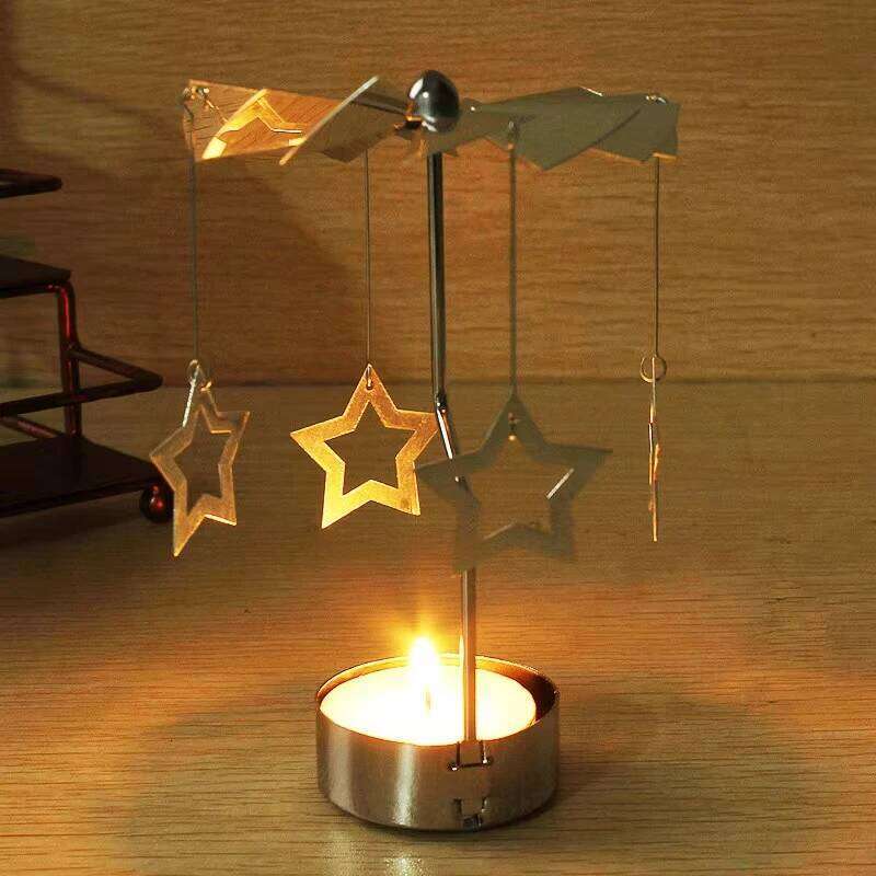 Silver Xmas Rotating Rotary Spinning Carrousel Tea Light Candle Holder Center Decor Newest Y260131