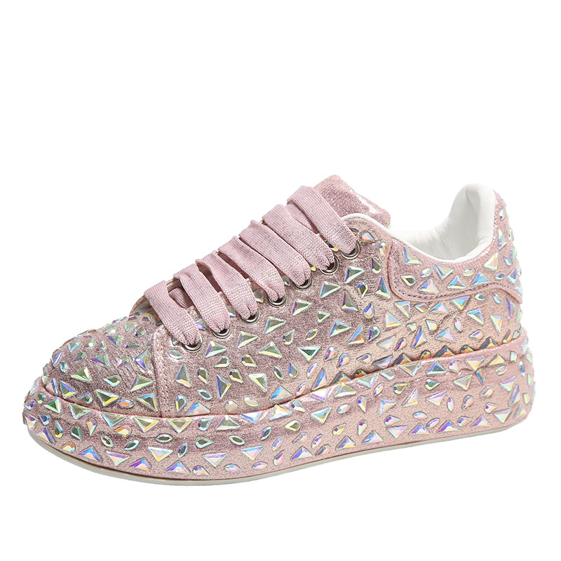 Free Shipping 2026 Women's Full Rhinestone Platform Sneakers Sparkly Crystal Embellished Chunky Sole Party Casual Shoes - view 7