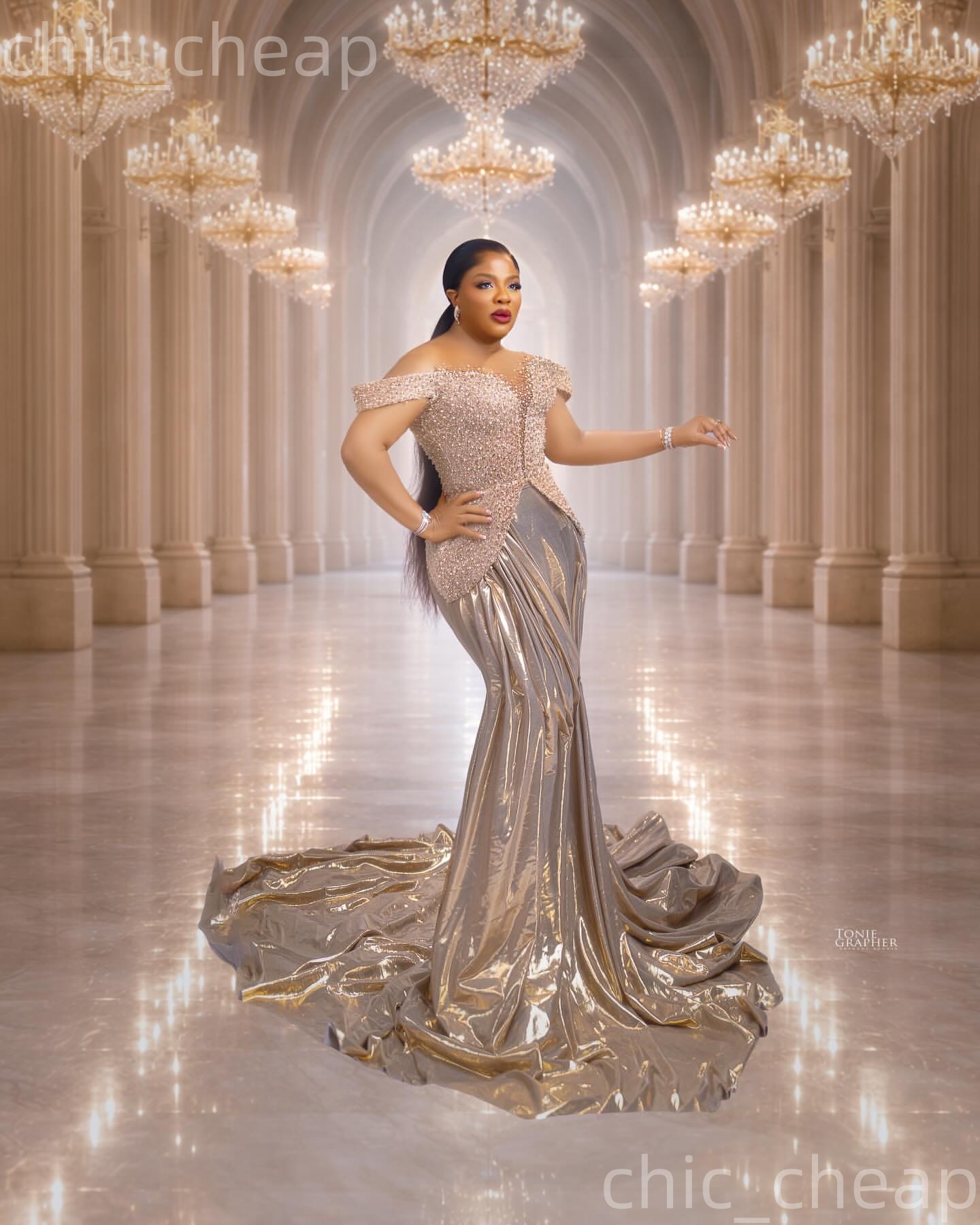 Aso Ebi Champagne Mermaid Prom Dresses 2026 Lace Beaded Sheer Neck Sequined Evening Formal Party Second Birthday Engagement Gowns Dress For Special Oc