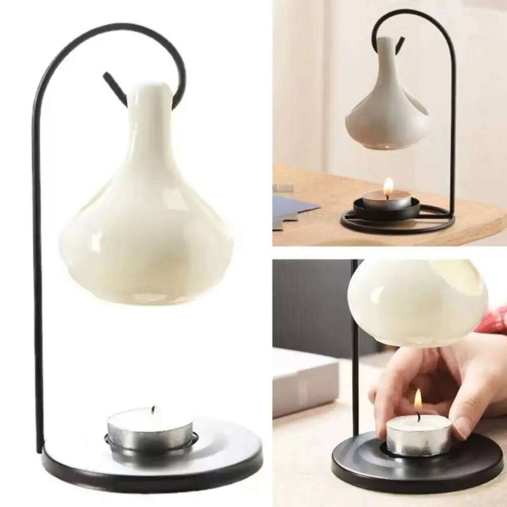 Portable Hanging Scented Oil Lamp Black Ceramic Candle Holder Aromatherapy Burner Bedroom Fragrance Item Home Decor Y260131