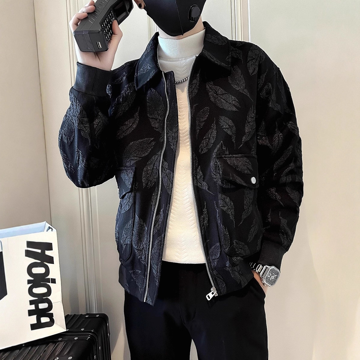 New Jacket men's slim jacquard jacket is versatile and comfortable