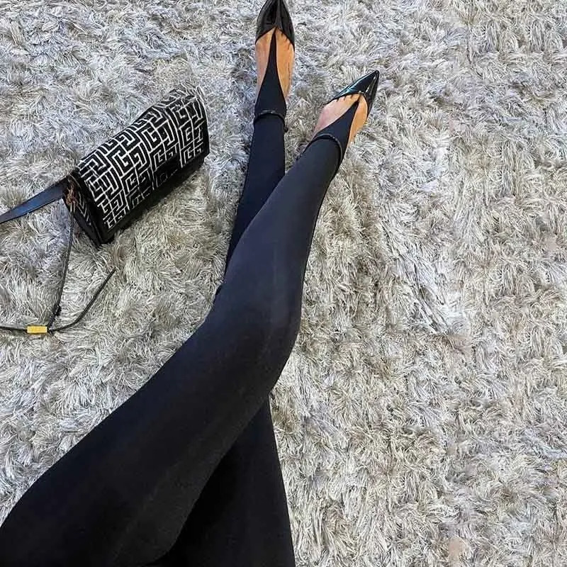 Black Leggings Women Personality Footless Pantyhose with Reinforced Toe Loop n Seamless High Waist Butt Lifting Pants 260126