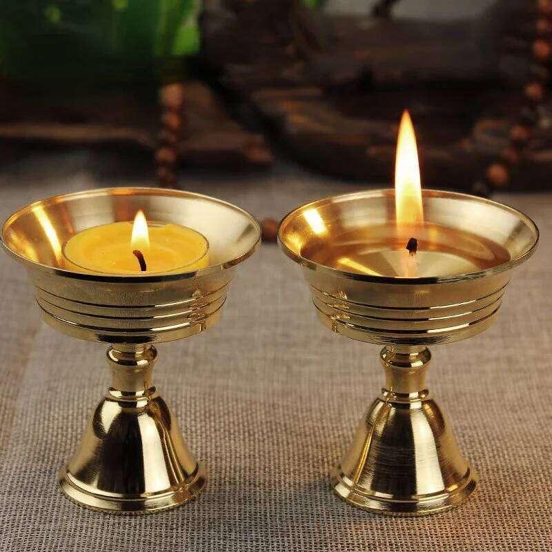 1PC Holders Butter Holder Long Lamp Candlestick Put Candle Copper Cup Home Decor Y260131