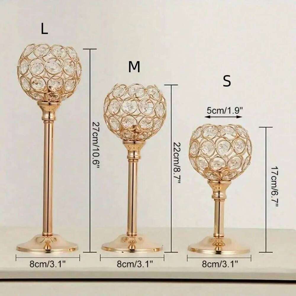 Elegant Metal Crystal Holder, Detachable Candlestick Holder for Party Wedding Restaurant Table Center Decoration Y260131
