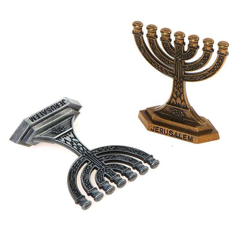 1pc Jerusalem 7 Branch Judaica Small Candlestick Menorah Home Decor Jewish Candle Holder Religious Holy Grail Ornament Y260131