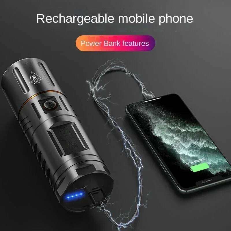 Strong Light Lamp T40 LED Flashlight USB Rechargeable Ultra-Bright Torch High Power Lantern Built-in 3*18650 Lithium Batteries H260131