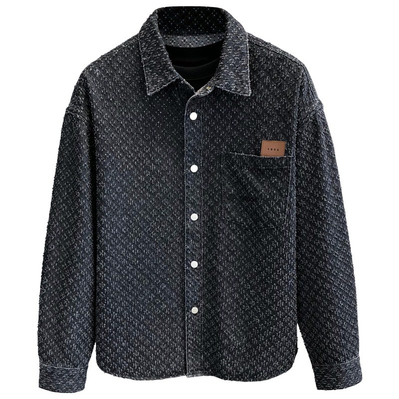 Versatile and comfortable high-end denim shirt men's spring and autumn American vintage long-sleeved shirt jacket - view 5