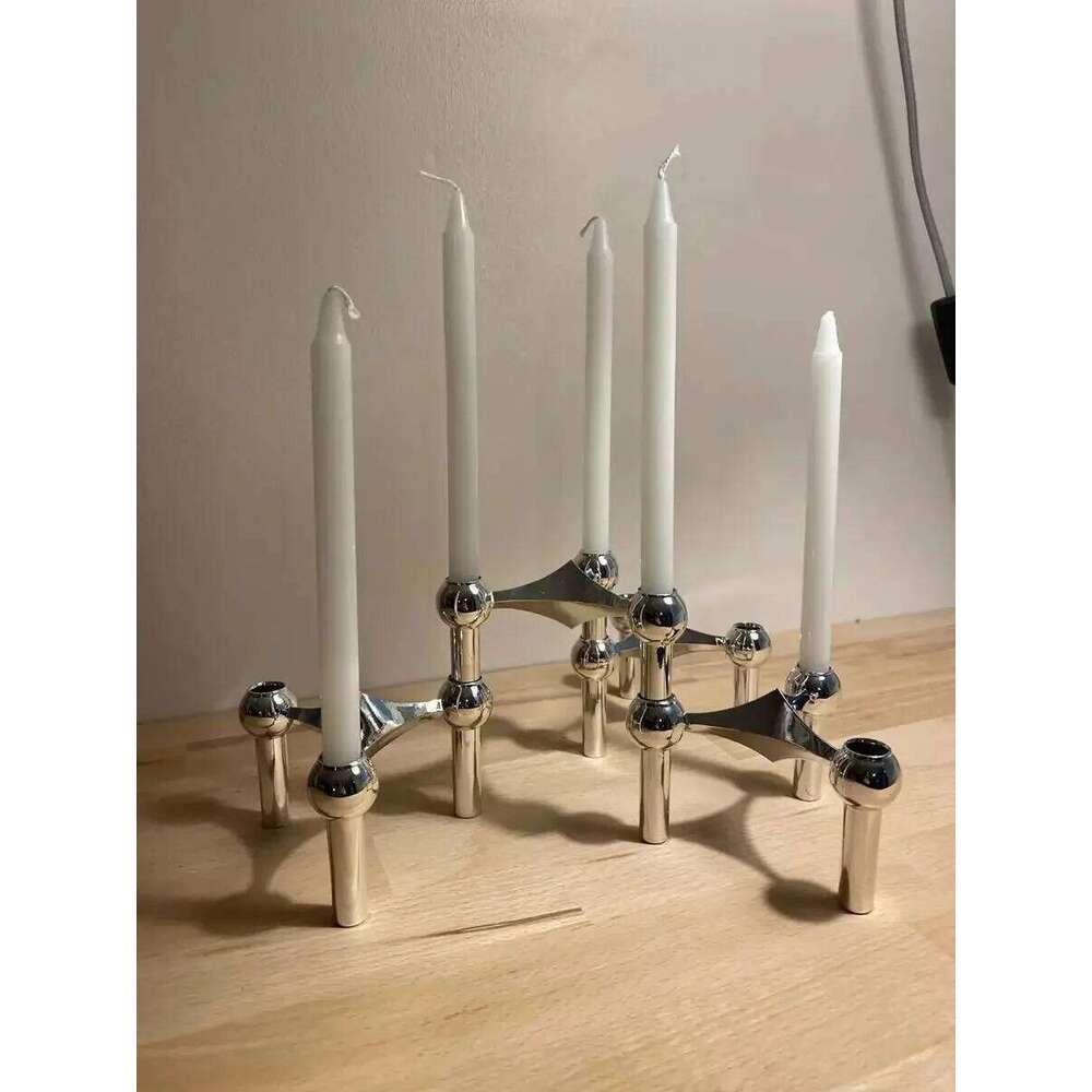 Metal Candle Holder Nordic Molecular Structure Silver Candlestick Centerpiece Living Room Decoration Gift Home Decore Candelabra Y260131