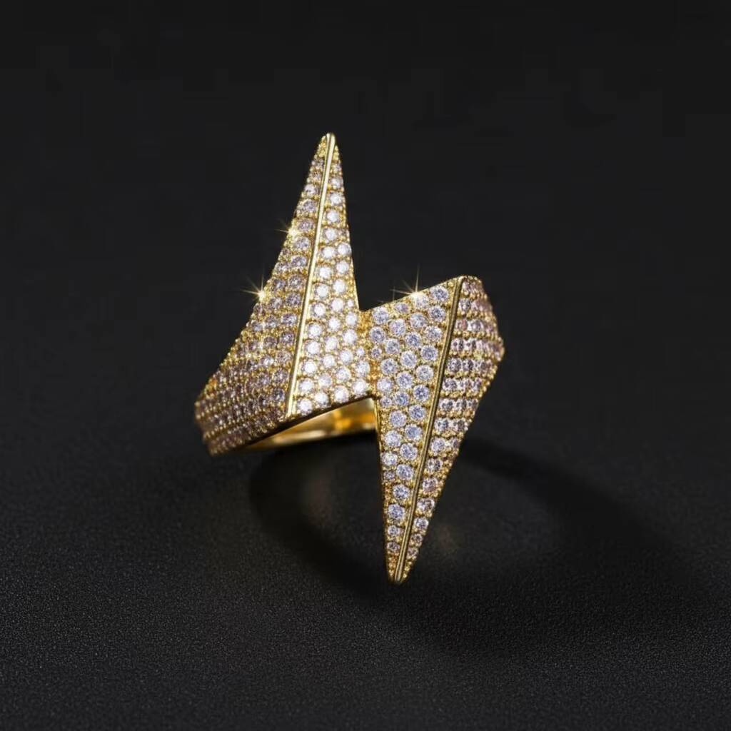 25CT VS VVS DEF Color Lab Grown Diamond 9K-22K Solid Gold Custom IGI Certified Iced Out Lightning Ring Fine Hip Hop Jewelry