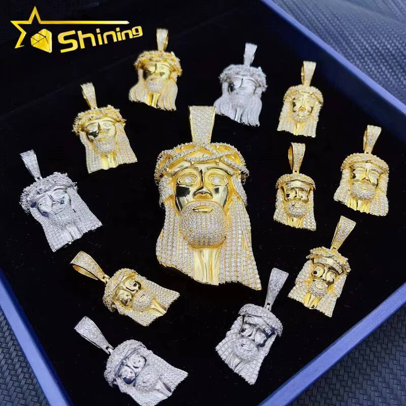 Fine Jewelry 925 Sterling Silver Jesus Pendant Custom Moissanite Pendants Iced Out Diamond Hip Hop Jewelry