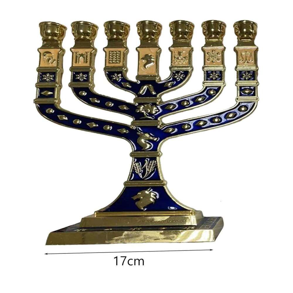 Candelabrum 7 Branch Hanukkah Metal Menorah Home Decor Candle Holder for Festival Parties Fireplace Dinner Dining Room Y260131