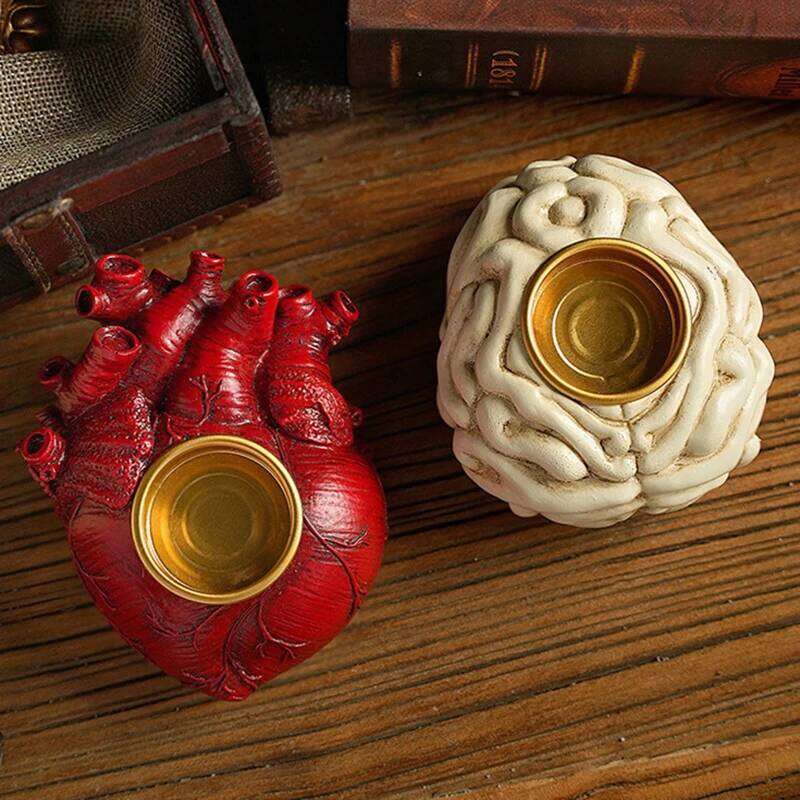 2025 Heart Skeleton Halloween Candle Holder Brain Ghost Festival Decoration Supplies Prop Y260131