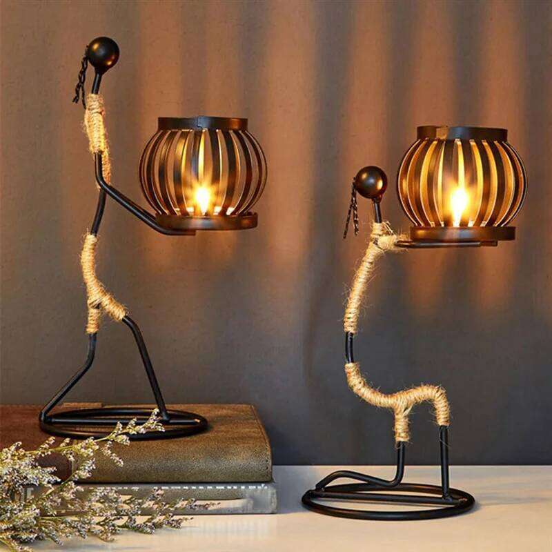 Ladies African Women Iron Candle Holder, Home Bar Table Decoration-New Y260131