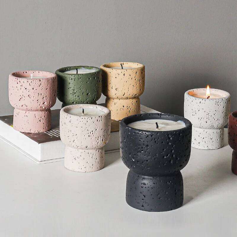 European style simple cement household scented candle empty cup diy high appearance level crafts indoor candlestick decoration Y260131