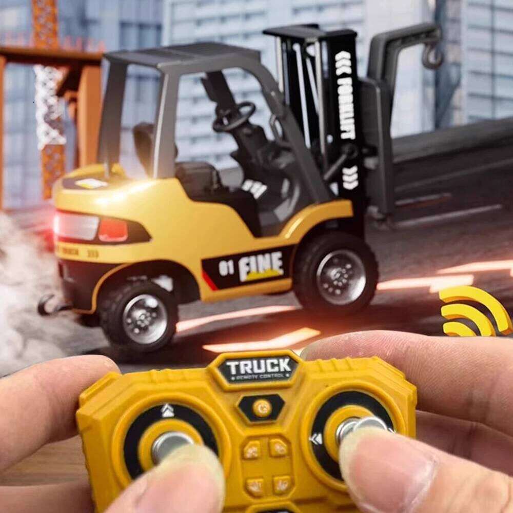 1/64 2.4G RC Mini Alloy Forklift with Trailer Desktop Game Full-scale APP Remote Control Engineering Lift Truck Kids Toys Gifts Y260131