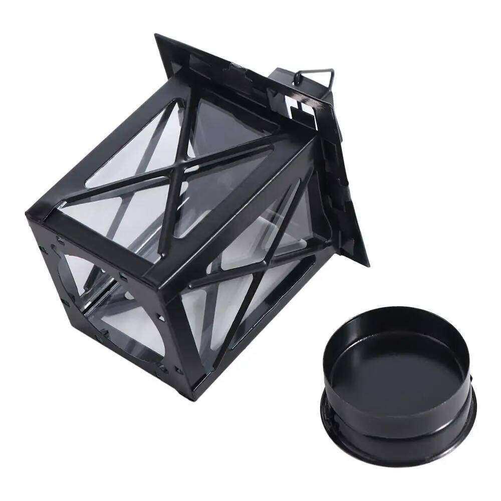 Simple Black European Holder Exquisite Stable Iron Wind Lamp Handmade Outdoor Candle Lantern Living Room Y260131