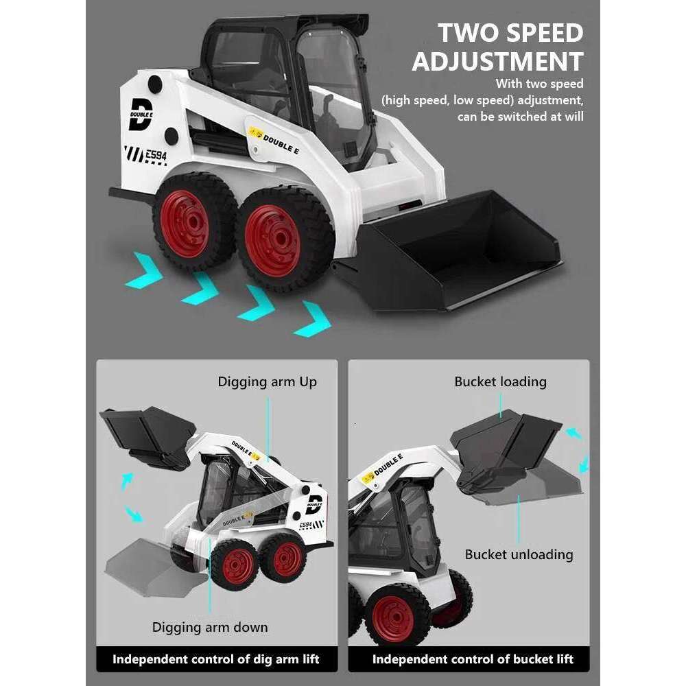 Double E E594 1:14 Remote Control Slip Loader Toy Car RC Truck Engineering Vehicle Skid Steer Excavators Toys for Boys Gifts Y260131