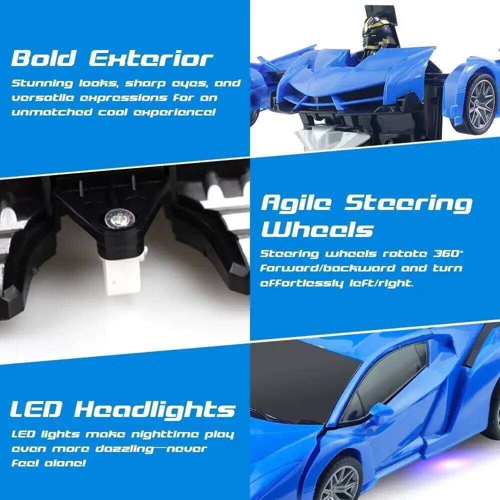 2-in-1 Remote Control Transforming Robot Car, Mini RC Racing Vehicle, Automatic Deformation Toy, STEM Educational Gift for Kids Y260131